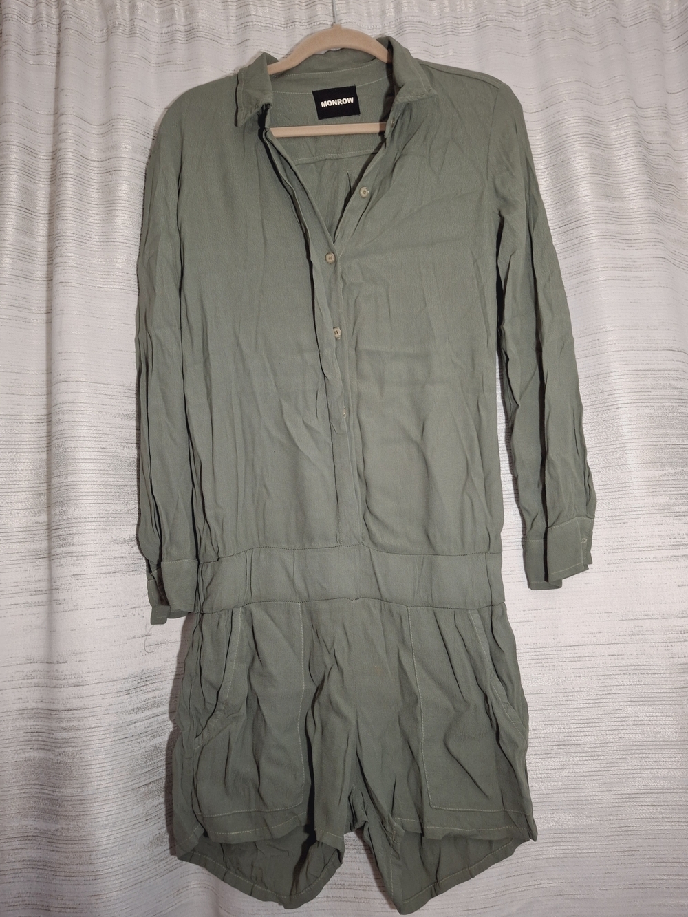 Monrow Olive Green Long Sleeve Romper